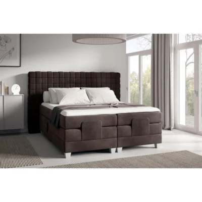 Fun Möbel Boxspringbett VIDAL in Dunkelbraun, Liegefläche 120x200 cm – mit Bettkasten, Taschenfederkern